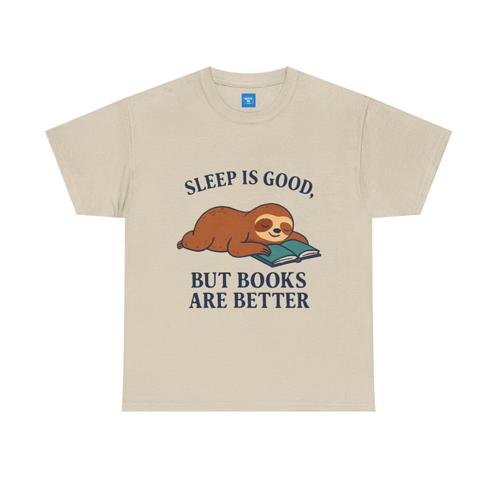 Sloth Book Lover Tee, Sleep is Good Shirt, Funny Bookworm Gift, Lazy Day T-Shirt, Relaxing Reading Top