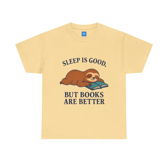 Sloth Book Lover Tee, Sleep is Good Shirt, Funny Bookworm Gift, Lazy Day T-Shirt, Relaxing Reading Top