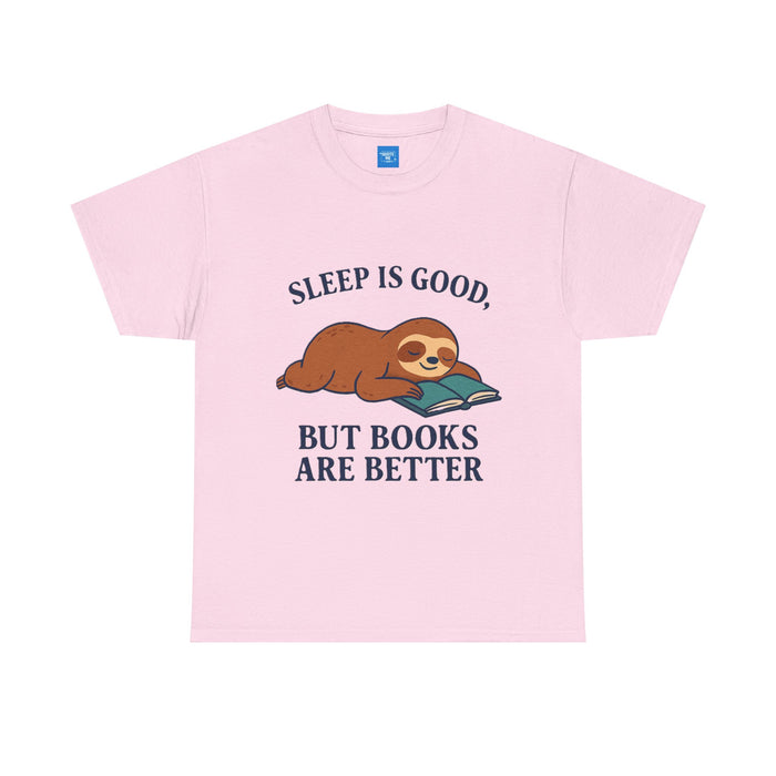 Sloth Book Lover Tee, Sleep is Good Shirt, Funny Bookworm Gift, Lazy Day T-Shirt, Relaxing Reading Top