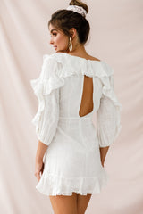 Peta Faux Wrap Ruffle Dress White