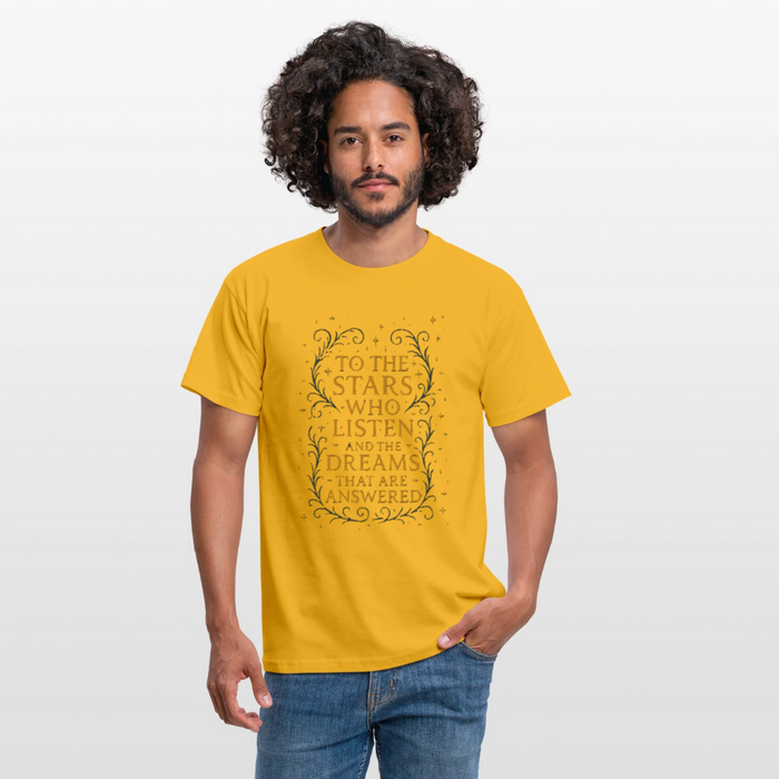 “To the Stars Who Listen” Fantasy Tee - yellow